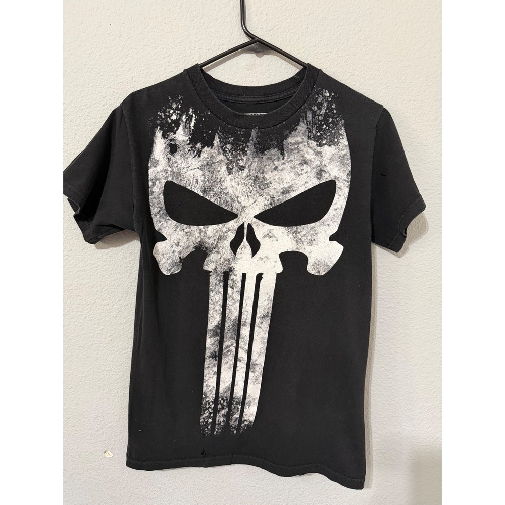 Marvel The Punisher Graphic T-Shirt Mens Small Black Distressed Skull 2014